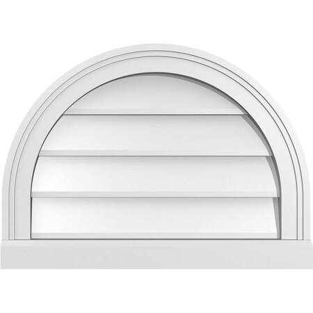 Ekena Millwork Round Top Surface Mount PVC Gable Vent w/ 2"W x 2"P Brickmould Sill Frame, 22"W x 16"H GVPRT22X1603SN